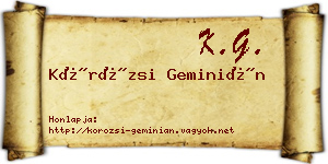 Körözsi Geminián névjegykártya